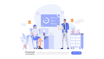 Financial Consultation Vector Illustration Concept , Suitable for web landing page, ui, mobile app, editorial design, flyer, banner, and other related occasion