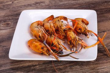 Grilled water prawn in the plate