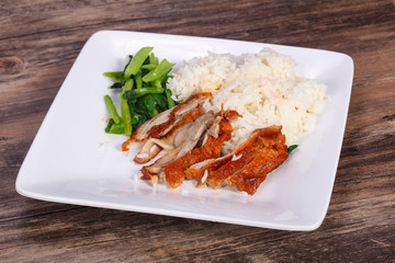 Rice with roasted duck breast
