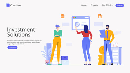 Investment Solutions Vector Illustration Concept , Suitable for web landing page, ui, mobile app, editorial design, flyer, banner, and other related occasion