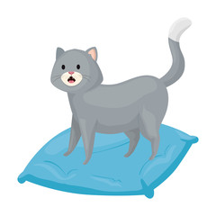 cute little cat in cushion isolated icon vector illustration design