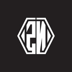 ZN Logo monogram with hexagon line rounded design template