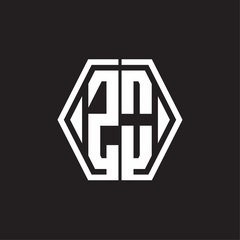 ZO Logo monogram with hexagon line rounded design template