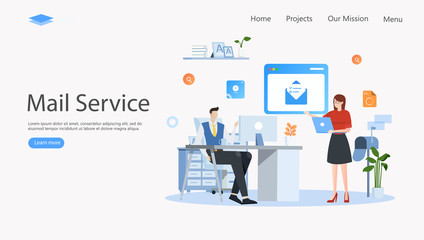 Mail Service and Correspondence Delivery Vector Illustration Concept , Suitable for web landing page, ui, mobile app, editorial design, flyer, banner, and other related occasion