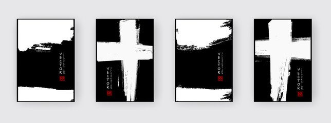Banners with abstract ink brush. eps10 vector illustration