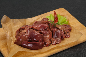 Raw chicken liver ready for cooking