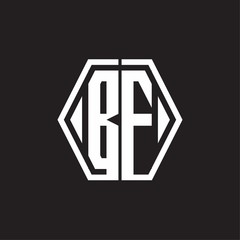 BF Logo monogram with hexagon line rounded design template