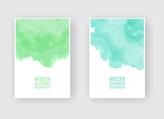 Set of cards with watercolor blots.