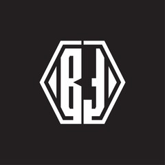 BT Logo monogram with hexagon line rounded design template