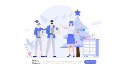 Merry Christmas and Happy New year Vector Illustration Concept , Suitable for web landing page, ui, mobile app, editorial design, flyer, banner, and other related occasion
