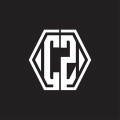 CZ Logo monogram with hexagon line rounded design template