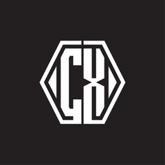 CX Logo monogram with hexagon line rounded design template