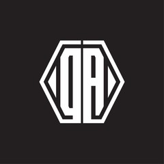 DA Logo monogram with hexagon line rounded design template