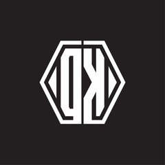 DK Logo monogram with hexagon line rounded design template