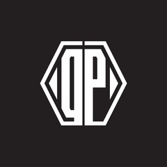 DP Logo monogram with hexagon line rounded design template