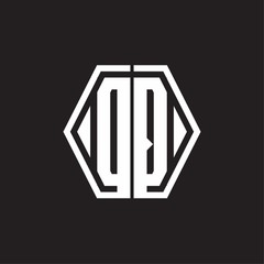 DQ Logo monogram with hexagon line rounded design template