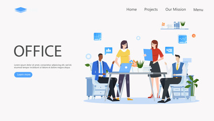 People in open space office Vector Illustration Concept , Suitable for web landing page, ui, mobile app, editorial design, flyer, banner, and other related occasion