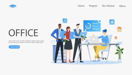 People in open space office Vector Illustration Concept , Suitable for web landing page, ui, mobile app, editorial design, flyer, banner, and other related occasion