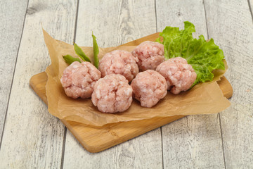 Homemade raw pork minced meatball for cooking