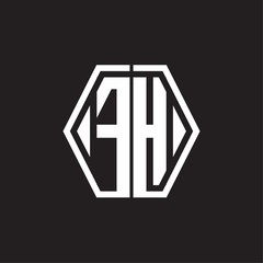 FH Logo monogram with hexagon line rounded design template