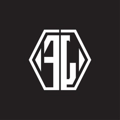 FL Logo monogram with hexagon line rounded design template