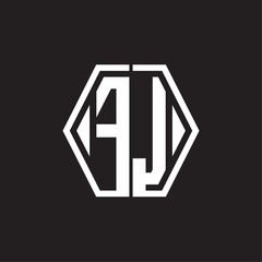 FJ Logo monogram with hexagon line rounded design template