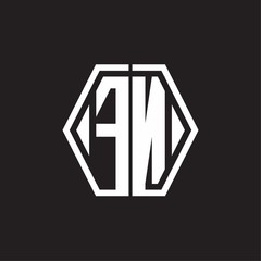 FN Logo monogram with hexagon line rounded design template