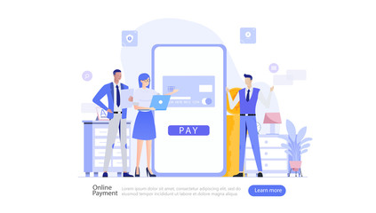 Online and Mobile Payments Vector Illustration Concept , Suitable for web landing page, ui, mobile app, editorial design, flyer, banner, and other related occasion