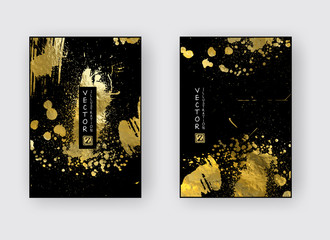 Set of Black and Gold Design Templates.