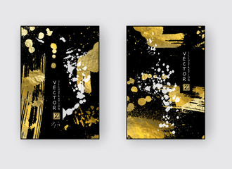 Set of Black White Gold Design Templates.