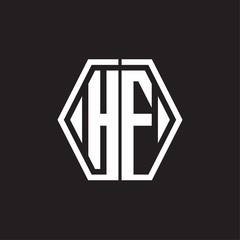 HF Logo monogram with hexagon line rounded design template