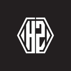 HZ Logo monogram with hexagon line rounded design template