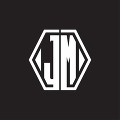 JM Logo monogram with hexagon line rounded design template