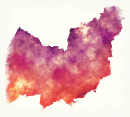 Manzini region watercolor map of Eswatini