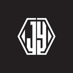 JY Logo monogram with hexagon line rounded design template