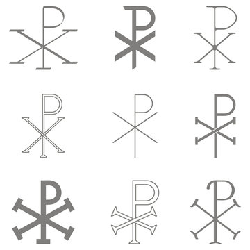 vector set with christian symbol chi rho for your design