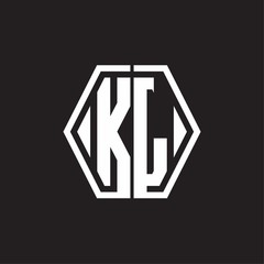 KL Logo monogram with hexagon line rounded design template