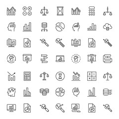 Analytics line icon set.
