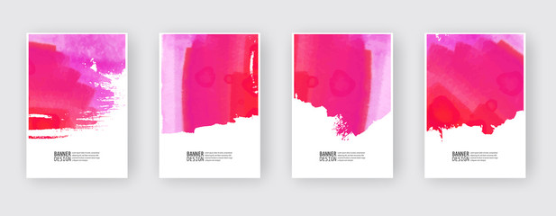 Abstract watercolor color design banner set.