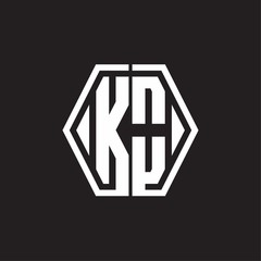 KO Logo monogram with hexagon line rounded design template