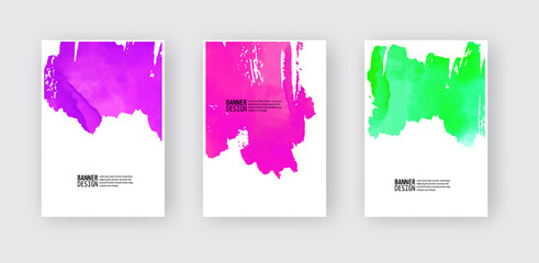 Abstract watercolor color design banner set.