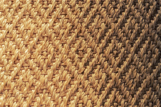 Woven Jute Carpet. Brown Woven Sisal Or Nature Fiber Carpet Texture And Background.