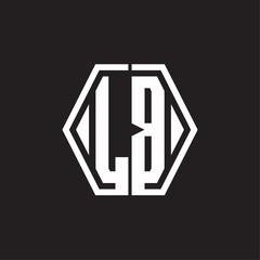 LB Logo monogram with hexagon line rounded design template