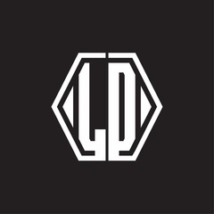 LD Logo monogram with hexagon line rounded design template