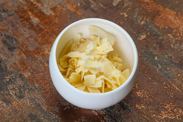 Coconut dry chips in the bowl