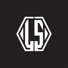 LS Logo monogram with hexagon line rounded design template