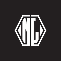 ML Logo monogram with hexagon line rounded design template