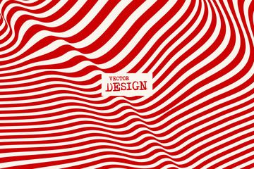 Obraz premium Design red waving lines illusion background.