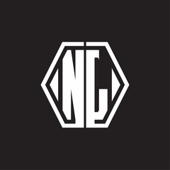 NL Logo monogram with hexagon line rounded design template