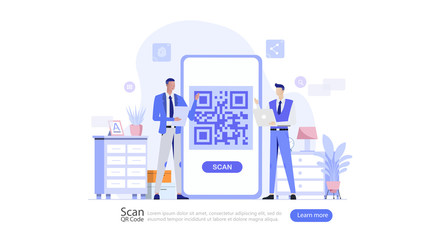 QR Code Verification Vector Illustration Concept , Suitable for web landing page, ui, mobile app, editorial design, flyer, banner, and other related occasion